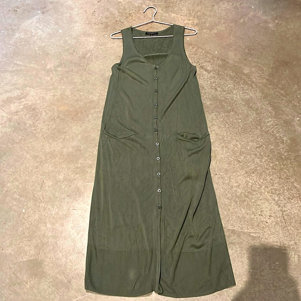 Banana Republic sleeveless knit green dress pockets size M
